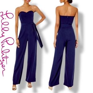 Lilly Pulitzer Kylo Strapless Jumpsuit True Navy Blue Size 10 EUC (No Sash)